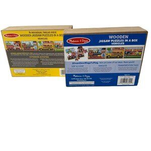 Melissa & Doug Wooden Jigsaw Puzzles In A Box - Vehicles Set of 4 Ages 3+